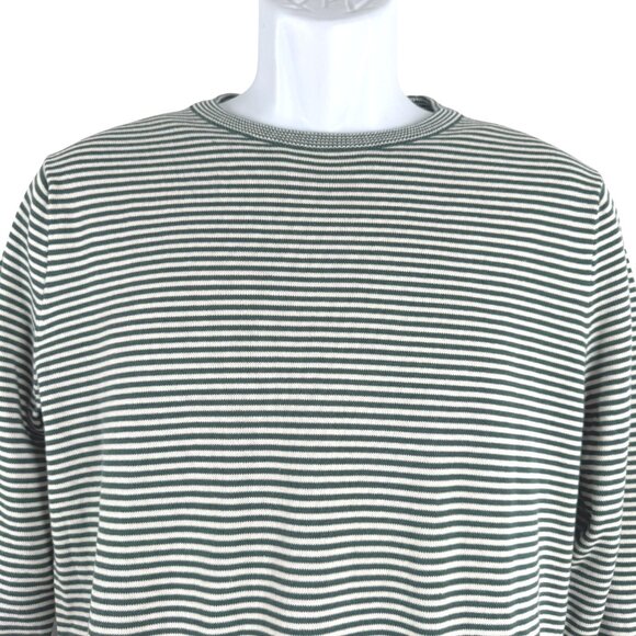J. Crew Cotton Split Hem Sweater Men Small Green White Striped NWT TP-3500 - Picture 3 of 10